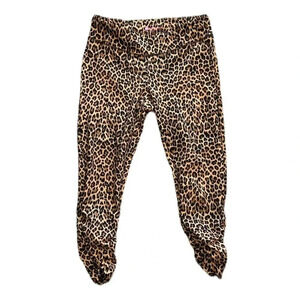 KiraGrace Brown Ruched Side Cropped Leopard Leggings M